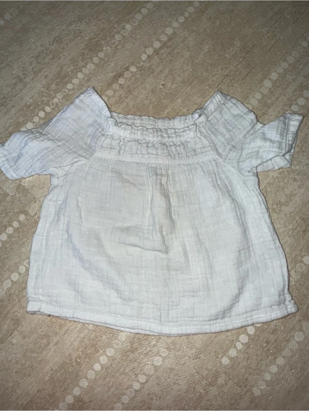 Girls' White Smocked Off-Shoulder Top